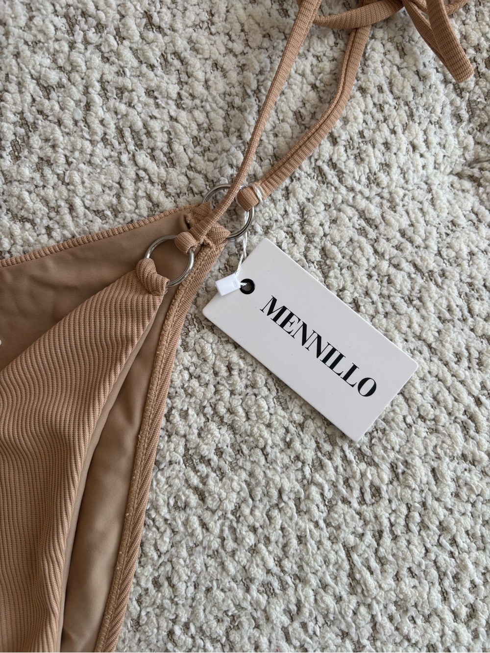 Mennillo Ribbed Tie-Side Rae Bikini Bottom - Nude Tan - Picture 4 of 6